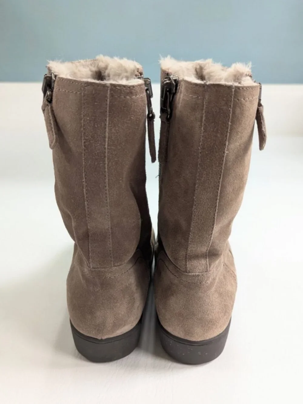 Aquatalia Wanita Waterproof Suede Boots Women's Size 8 Faux Fur Lining